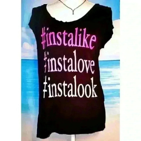 ELECTRIC PINK Woman's INSTAGRAM Fashion TUNIC T-shirt Top STRETCH Retro size XL - Picture 2 of 4